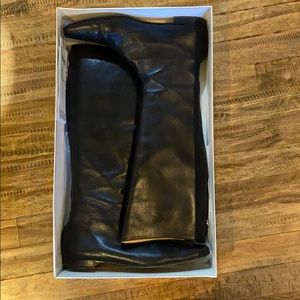 Manolo Blahnik Tall Shaft Flat Boot Black Leather